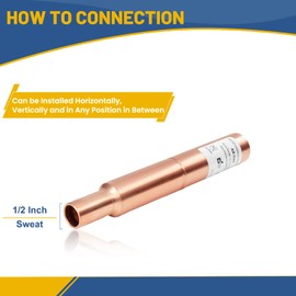 GUOFIS Water Hammer Arrestor,1/2Inch Straight Copper Water Arrestor,MIP Sweat Connection(5PACK,Copper Arrestor)