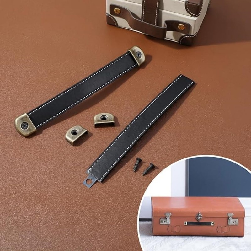 Leather Drawer Pulls, 4PCS Drawer Pull Leather Handle for Briefcase,