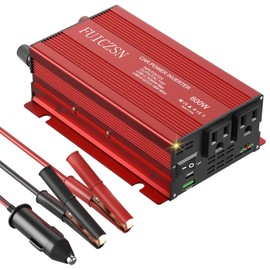 600W Car Power Inverter 12V DC to 110V AC Car Plug Adapter Outlet Converter with 2 AC Outlets and 65W PD USB-C & 18W QC USB-A Fast Charging Ports Power Inverters for Vehicles(Red)