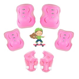 SensaBliss Bicycle Protector Kids Protective Gear Wrist Elbow Knee Set of 6 Kids Protector Protective Pad for Kids Junior Skateboard Bike (Dark Pink)