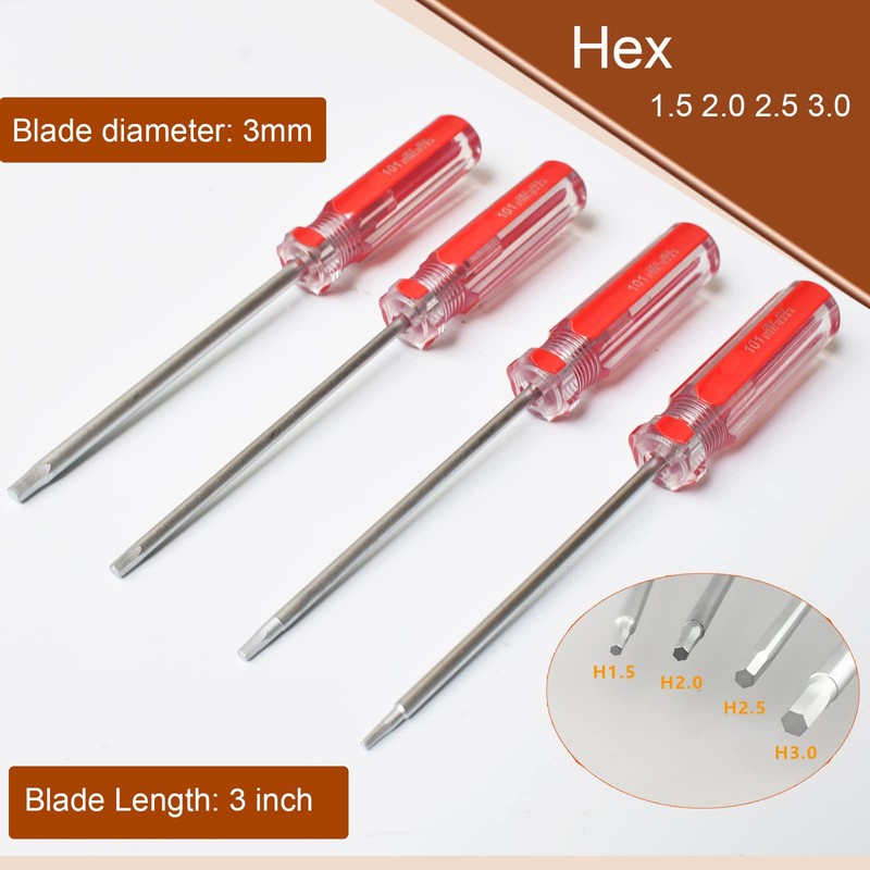 Hex Screwdriver Set Metric MM Sizes 7PCS Precision 1.5mm 2.0mm