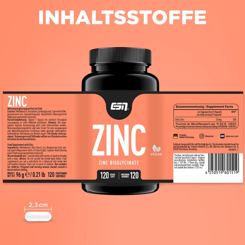 ESN Zinc, High Dose, 120 Capsules