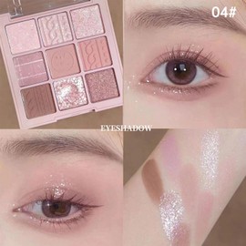 KXmzeG Nude Beige Matte Eyeshadow Palette Makeup, Silver Glitter Eye Shadow Palette Makeup, Highly Pigmented Eye Shadows For Older Women Eyes Naturing-Looking, Long Lasting Waterproof 04#