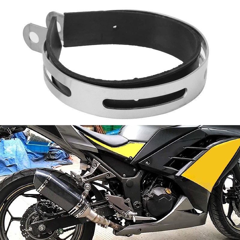 Akozon Exhaust Clamp Exhaust Pipe Clamp Fixed Ring Universal Stainless