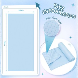 Peryiter 2pack 72 x 24'' Hot Yoga Towel Pack with Grip Dot, Sticky Fiber Mat Towels Non Slip for Hot Yoga, Absorbent Microfiber Sweat Anti-Slip Cover for Pilates Exercise Fitness Workout(Light Blue)