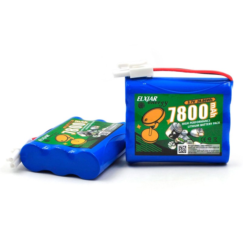 elxjarcell (2-Pack) 3.7V 7800mAh Rechargeable Lithium Battery with Quick Connector
