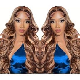 Highlight Human Hair Wig Pre Cut 6x4 Transparent hd Lace Body Wave Human Hair Wig 200% Density 22 Inch Ombre Lace Front Wig Beginner Friendly Wear And Go Glueless Honey Blonde wig
