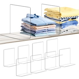 OKPOW Shelf Dividers for Closet Organization: 8 Pack Durable Clear Acrylic Divider Organizer for Shelves - Vertical Adjustable Shelving Separators for Clothing Purse