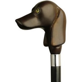 Dachshund Head With Glass Eye Cane Maple Brown Handle -Affordable Gift! Item #DHAR-9130100