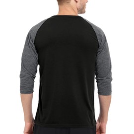 GYMAPE Mens Tapered Henley Shirts with Raglan 3/4 Sleeve Black-Dark Grey M
