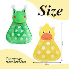 2 Toys Storage Net Bags, Baby Bath Toy Storage Bags, Storage Bags With Suction Cups, Creative Cartoon Animals Storage Bags