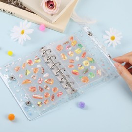 Manlyee A7 シール帳 リフィル付き 透明 バインダー スター柄 クリア カードポケット シールブック シールバインダー 3Dシール手帳 はがせる ステッカー収納 推し活 オタ活