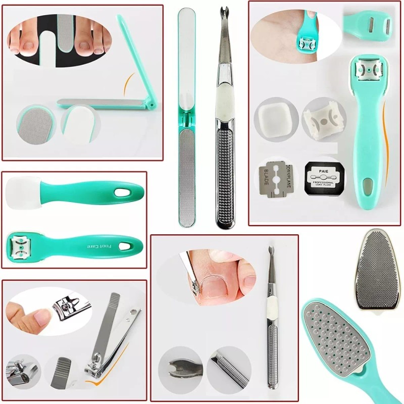 C8-JC Kit Pedicure Profesional Lima, Cortauñas, Corta Callos 8pz