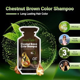 Herbishh Hair Color Shampoo 10 Sachet +1 Argan Hair Mask Pouch | 3 in 1 Hair Dye | PPD Free | Easy to Use | Gray Coverage | Travel Size | Available in