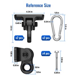 ITCPRIM 3800lb Capacity Heavy Duty Swing Hangers Wooden Porch Swing Hanging Kit Fixed Swing Aerial Yoga Hanging Chair Indoor Outdoor Corrosion Resistant Aluminum Alloy Swing Brackets (2 Pack Black)