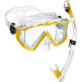 Rapido Boutique Collection Italian Design Premium Tempered Glass Lens Anti-Fog Panoramic Side-View Snorkel Mask, Superior Dry Snorkel Tube, Superior Snorkeling Gear, Snorkel Set for Adult