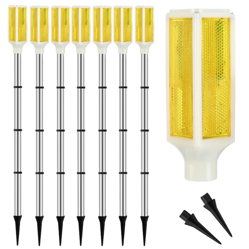 Macarrie 6 Pcs Solar Powered Driveway Markers Reflector Lights Landscape