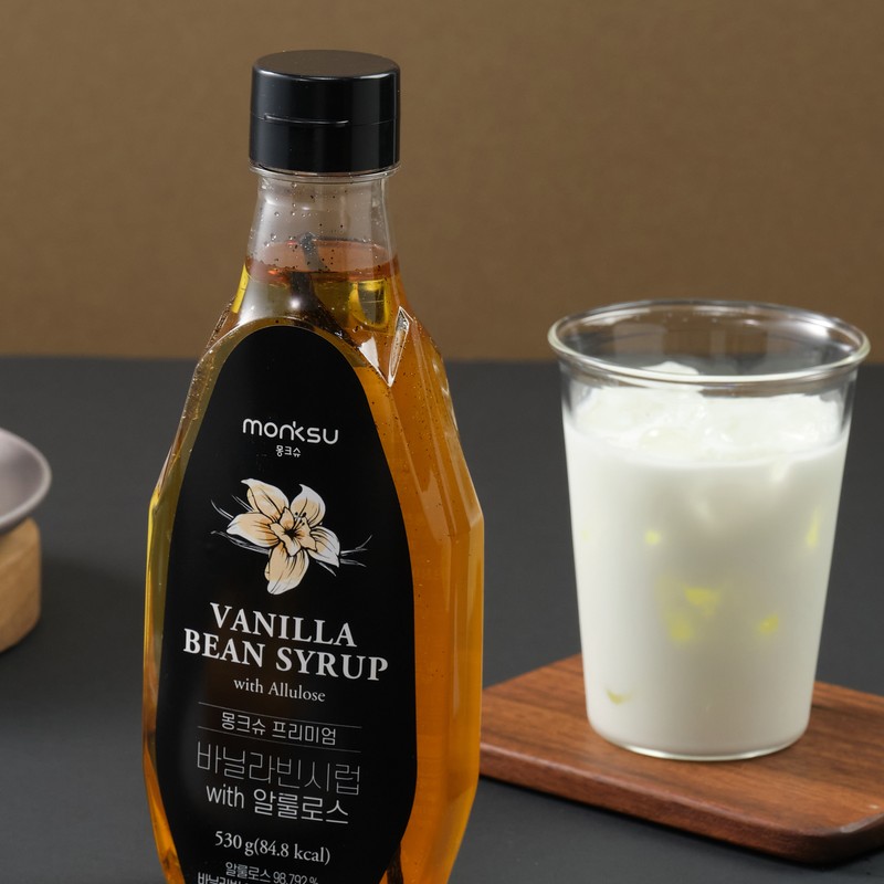 Monkshu Premium Vanilla Bean Syrup WITH Allulose, 530g, 1 unit