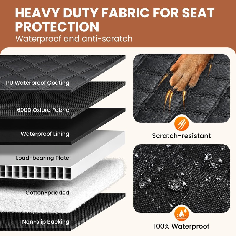 A-Pce 600D Heavy Duty Dog Car Seat Cover for Back