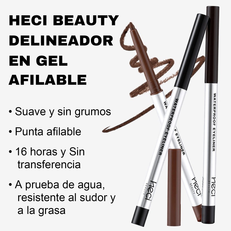 Heci 3 Colors 1set Waterproof Eyeliner Pencil Vegan Organic Smudge-Proof