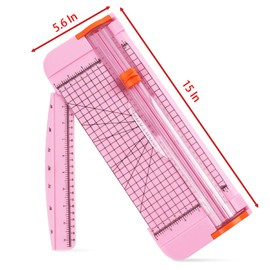 A4 Size Paper Cutter with Scale, 15 Inch x 5.6 Inch Pink Paper Guillotine for Coupon, Label, Cardstock, and Scrapbooking Craft for Office and Home (Pink)