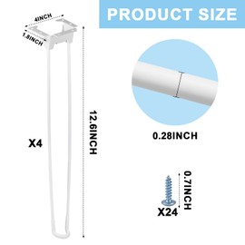 Enenes 12.6 Inch Foldable Hairpin Legs (4PCS) - Heavy Duty Metal Table Legs with Screws for Coffee Table, Desk, Nightstand - Easy Installation & Space-Saving Design