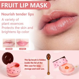 2 Bálsamos Labiales De Fresa Y Miel, Mascarilla Hidratante De Noche Con Vitamina E, Manzana Y Sandía, Hidratante, Repara Y Previene La Sequedad Y El Agrietamiento. Exfoliante Para El Cuidado