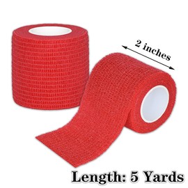 Tindobewan 8 Rolls Cohesive Bandage 2” x 5 Yards Self Adherent Bandage Wrap Breathable Vet Tape Elastic Adhesive Bandage for Sports, Wrist, Ankle, Tattoo Wraps(Red)