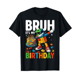 Master Builder Dabbing Blocks Bricks Bruh Its My Birthday T-Shirt