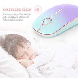 VssoPlor - mouse inalámbrico, 2.4G delgado portátil para computadora portátil con nano receptor para portátil, PC, computadora portátil, computadora (verde menta a morado)