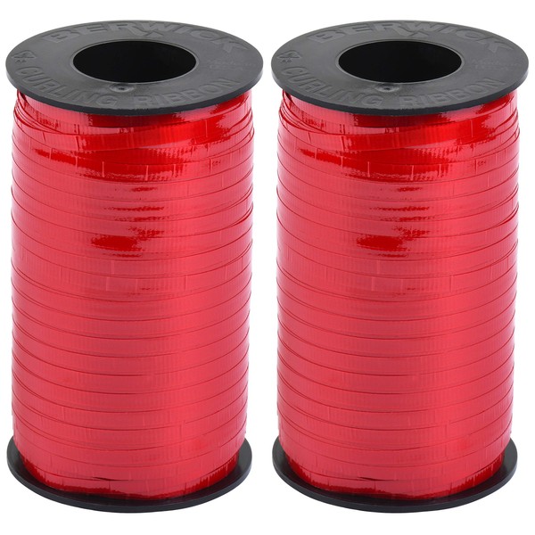 2-Pack - Berwick Splendorette Crimped Curling Ribbon, 3/16-Inch Wide by 500-Yard Spools, Red Lacquer
