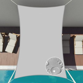 Patio Paradise 10' x 20' Sun Shade Sail Waterproof Gray Rectangle Shade Canopy UV Block Tarp Cloth Outdoor Patio Cover for Garden Backyard Deck Awning