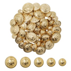 Neikafan Pack of 50 Gold Metal Buttons Gold Clothing Golden Buttons for Sewing for Blazer Suits, Jacket and Uniform Grained Buttons Gold for Coat Golden Buttons Metal Gold Vintage