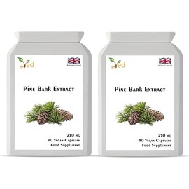 Pine Bark Extract 250 mg | 90 Vegan Capsules | High Potency Antioxidant Dietary Supplement |(Pack of 2)