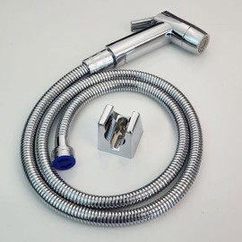 Eurolife Handheld Toilet Bidet Sprayer for Toilet with Lockable Push Button, 2 Functions Spray, Bidet Hose for Feminine Wash, Baby Diaper Wash, ABS Material EL-X14 (Shiny Chrome)