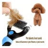 Cepillo peina deslanador para perro o gato autolimpiante color azul