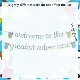 LaVenty Travel Baby Shower Decorations Welcome Baby Banner Adventure Awaits Baby Shower Decorations Adventure Awaits Party Decorations