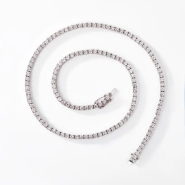 Fashion Hip Hop Jewelry Wholesale 3mm 4mm 5mm 18K Gold Plated Zircon CZ Diamond Iced Out Tennis Chain Necklace for Men WomenColor: 3mm - White Gold, Length: 18inch