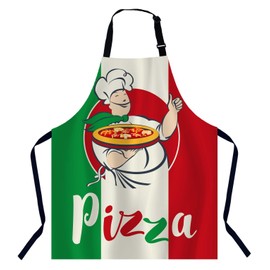 Xuwenz Italian Flag with Pizza chef Kitchen Apron for Women Men, Unisex Adjustable Cooking Apron, Waterproof Apron for Home Kitchen, Restaurant, Coffee House