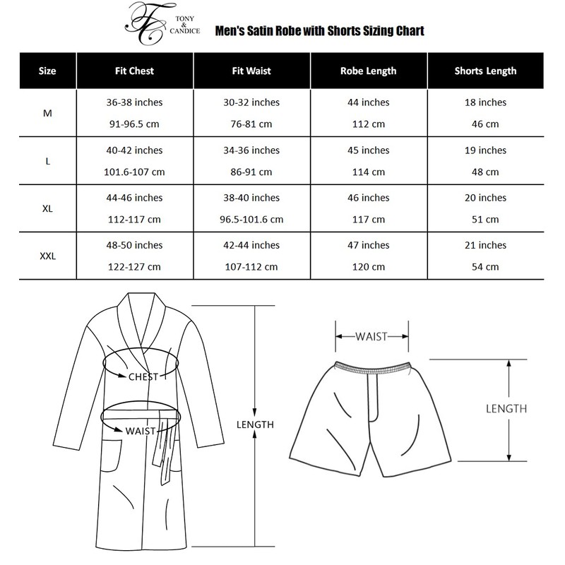 Tony & Candice Men's Satin Robe Lightweight Long Sleeve Silk