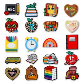 ROLYTA 20 Pcs Teacher Theme Silicone Focal Beads for Pens, 20 Styles Back to School Pen Charms, Cute Silicone Charms for Gift Making, Keychain DIY, Bracelet Necklace Jewelry Supplies