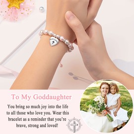 ORISPRE Goddaughter Bracelet Gifts from Godmother Baptism First Communion Confirmation Gifts for Girl Goddaughter Birthday Christmas Easter