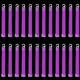 Trimming Shop 6 inch Glow Sticks Lanyard Premium Ultra Bright Glow in the Dark Rod Mega Party Pack of 25 (Purple) for New Year’s Eve, Graduation Party, Camping