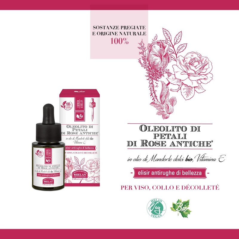 Helan, Oleolito di Rose Petals Almond Oil Elisir Anti-Wrinkle 15ml