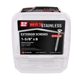 Grip-Rite PrimeGuard Max MAXS1588DS3165, Deck Screw 1-5/8" x #8, T20 Star Drive, 316 Stainless Steel, 5LB Box