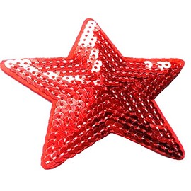 Rhinestone Glitter Stars Sew-On Badge / Iron-On Patch Sticker Iron On Patches Applique with Sequins for Textiles Dresses Women Red Star 8.8 cm