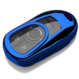 RFSRZ Soft TPU Key Shell Case Full Cover Protector Fits for Buick Encore Enclave Envision 4 5 6 Buttons Car Keychain Bling (Blue Clear)