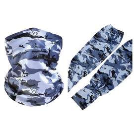 YAYUPLUS Men's Arm Cover, Face Cover Set, Cooling Sensation, UV Protection, Sweat Absorbent, Quick Drying, Sunscreen, Baseball, Driving, Fishing, Golf, Bicycle, Lightweight, Neck Guard, Face Guard