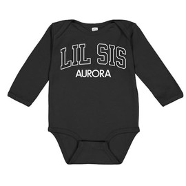 TATY Kids Lil Sis Aurora Long Sleeve Baby Infant One Piece Bodysuit 6 Months Black