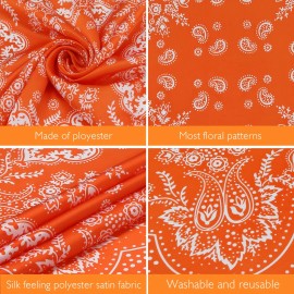 Fishinsea 4 Pcs 27.5'' x 27.5'' Large Bandanas Silk Square Head Scarfs Scarves Bandanas